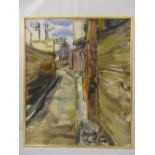 Kupfermann framed oil on canvas of a alley way, signed and dated bottom left 1964, 76 x 63.5cm ARR