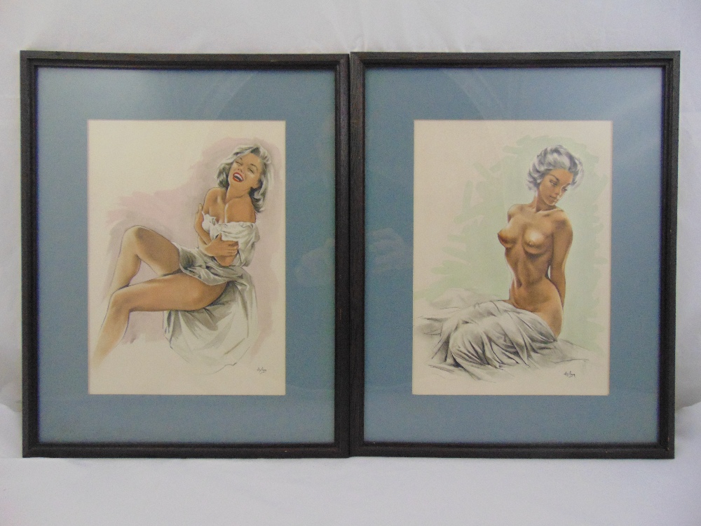 A set of six framed and glazed vintage Aslay polychromatic glamour prints of ladies, Heffer - Image 2 of 4