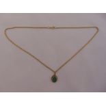 9ct yellow gold and emerald pendant on a 9ct yellow gold chain, approx total weight 4.8g