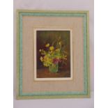 M Riggenbach framed oil on panel still life of flower, signed bottom left, 22.5 x 16cm