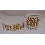 Two Halcyon days porcelain bowls decorated with classical figurines, marks to the bases