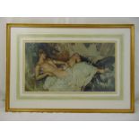 William Russell Flint framed and glazed lithograph of a reclining nude, signed bottom right, blind