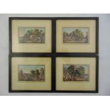 Four framed and glazed 19th century Chinese School watercolours of river boat scenes on rice