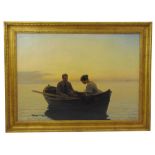 Anton Dorph 1831-1914 framed oil on canvas titled On The lake, signed and dated 1902 bottom right,