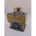 Doulton Lambeth stoneware tea caddy, embossed Honest Tea is the Best Policy, impressed marks to