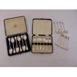 A quantity of silver tea and coffee spoons, two in cases, approx total weight 202g