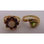 Two 9ct gold rings set with various stones, approx total weight 7.5g