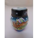 Moorcroft enamel ginger jar and cover The Owl and the Pussycat design, marks to the base, 7.5cm (h)