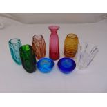 A quantity of English and continental glass vases and bowls of various form and colour, tallest 20cm