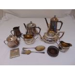 A quantity of silver plate to include a four piece WMF tea service, a three piece silver plated
