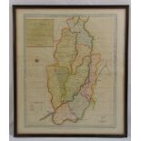 A framed and glazed polychromatic map of Nottinghamshire by Haywood, 48 x 41cm