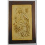 An early 20th century rectangular framed plaster plaque of the Goddess of the Sea, 57 x 36cm