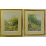 Hillary Soffield a pair of framed and glazed limited edition prints of cottage gardens, signed