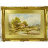 Henry H. Parker 1858-1930 framed and glazed watercolour titled Near Winchester Hants, 36 x 54cm