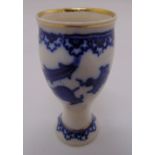 Macintyre miniature blue and white vase of goblet form decorated with flowers, 8cm (h)