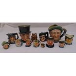 A quantity of Royal Doulton character jugs and a Lord Nelson pottery character jug (13)