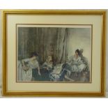 William Russell Flint framed and glazed lithographic print of three ladies, 43 x 58cm
