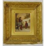 Louis Lasalles framed oil on panel of the kindling collectors, circa 1860, signed bottom right, 22 x