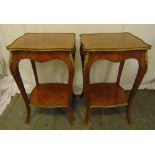A pair of rectangular kingswood side tables with gilded metal mounts on four cabriole legs, 61.5 x