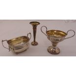 A quantity of silver to include a two handled sugar bowl on four ball feet, London circa 1930, a two