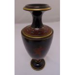 A late 19th century glass vase decorated in the Grecian style on raised circular base, 37cm (h)