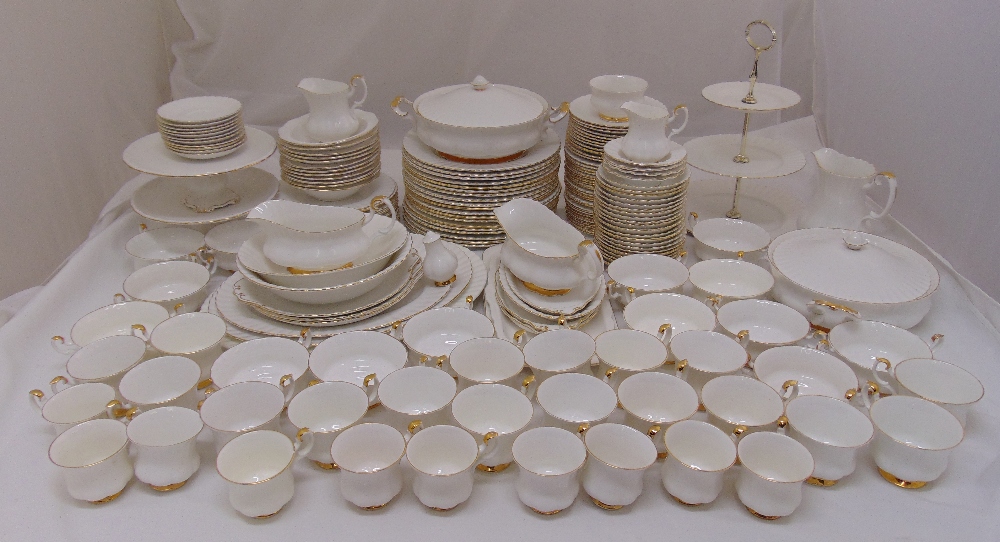 Royal Albert Val D'Or dinner service to include plates, bowls, platters, serving dishes, cake and