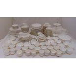 Royal Albert Val D'Or dinner service to include plates, bowls, platters, serving dishes, cake and