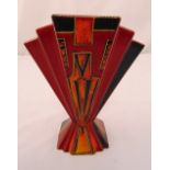 Anita Harris Art Pottery hand painted Art Deco vase of fan form, marks to the base, 24.5cm (h)