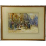 John Sutton framed and glazed watercolour of a Flower Girl in Ludgate Hill 1900, signed bottom
