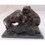 A bronze figural group of the Bull and a Bear made for USA stock market traders mounted on a