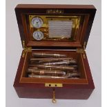 Dunhill rectangular humidor with brass mounted temperature gauges to the hinged cover to include a