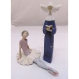 Two Lladro figurines, a ballerina and a Nun, tallest 25cm (h)