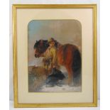 Edward Robert Smythe framed and glazed watercolour of a boy with a pony, signed bottom left, 49 x