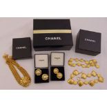 A quantity of Chanel costume jewellery to include two pairs of earrings and two necklaces in