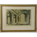 Giovanni Piranasi framed and glazed monochromatic etching of the Interior of St Peters Basilica,