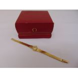 Omega 18ct yellow gold ladies bracelet wristwatch, approx total weight 25.1g, to include original