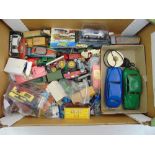 A quantity of play worn Matchbox, Dinky and Chad Valley diecast cars and trucks