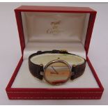 Must de Cartier ladies wristwatch on the original leather strap to include original packaging