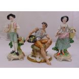 Three continental porcelain figurines to include Crown Naples and Meissen style