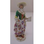 Meissen figurine of the pamphlet seller from the series The Cries of London, marks to the base, 13cm