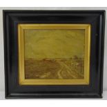 Charles Somerville framed oil on panel titled Thurso Moor near Doncaster, signed bottom left,