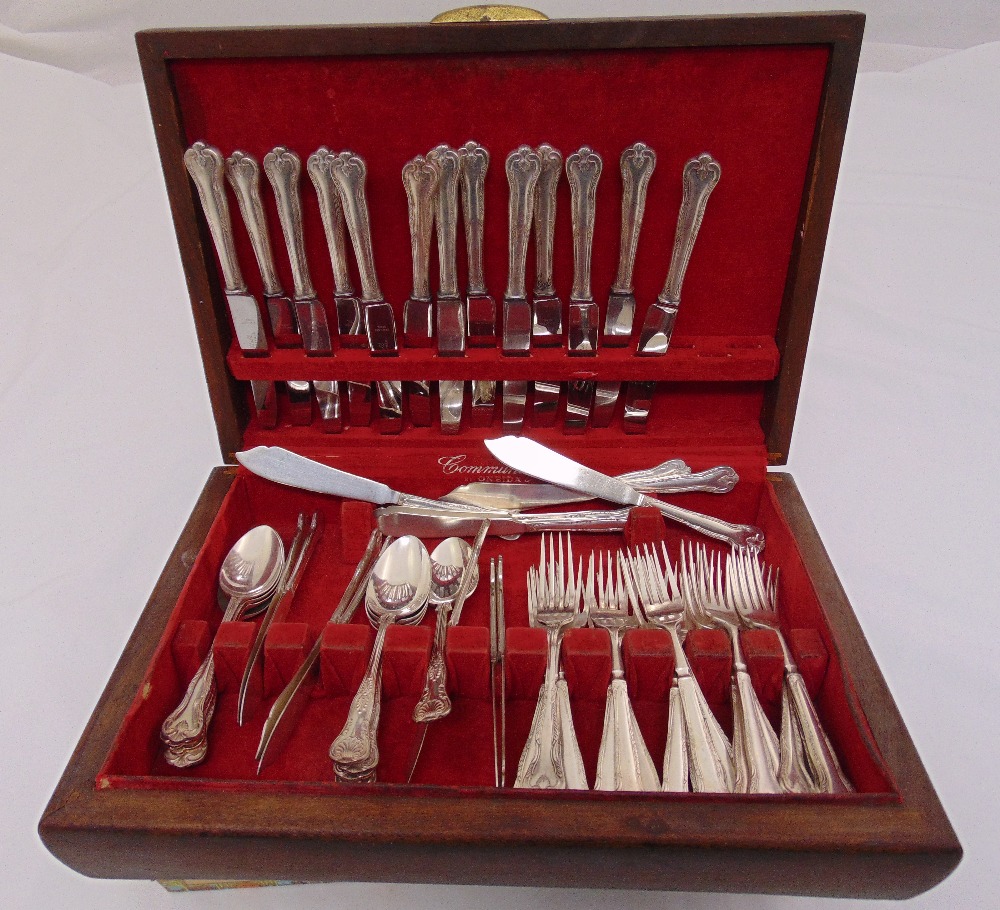 A canteen of silver plated flatware to include fish eaters