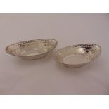 A pair of silver oval bonbon dishes, bar pierced sides beaded borders, Birmingham 1969, approx total