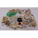 A quantity of costume jewellery and watches to include necklaces, brooches and pendants