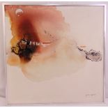 Richard Akerman framed oil on canvas of an abstract landscape, signed bottom right, 76 x 76cm