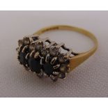 9ct yellow gold, cubic zirconia and sapphire dress ring, approx total weight 2.9g