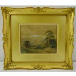 Copley Fielding framed and glazed watercolour of a wooded landscape, 18.5 x 23cm