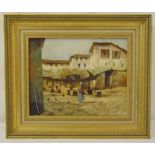 G. Borelli framed oil on canvas of Il Marcetto, gallery label to verso, signed bottom right, 24 x