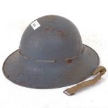 A painted military steel helmet