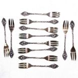 A set of 12 Danish silver plated tea forks, by Georg Nilsson, marked GERO90